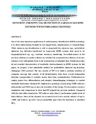 efficient physical-layer unknown tag identification in large-scale rfid systems|Efﬁcient Unknown Tag Detection in Large.